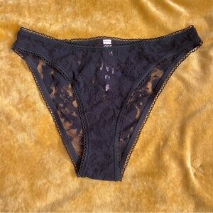 Victoria Secret High Leg Cheekini Black lace panties NWT Size Small
